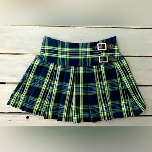 Vintage 90’s Y2K Joe Boxer Blue & Green Plaid Pleated  Schoolgirl Skirt.